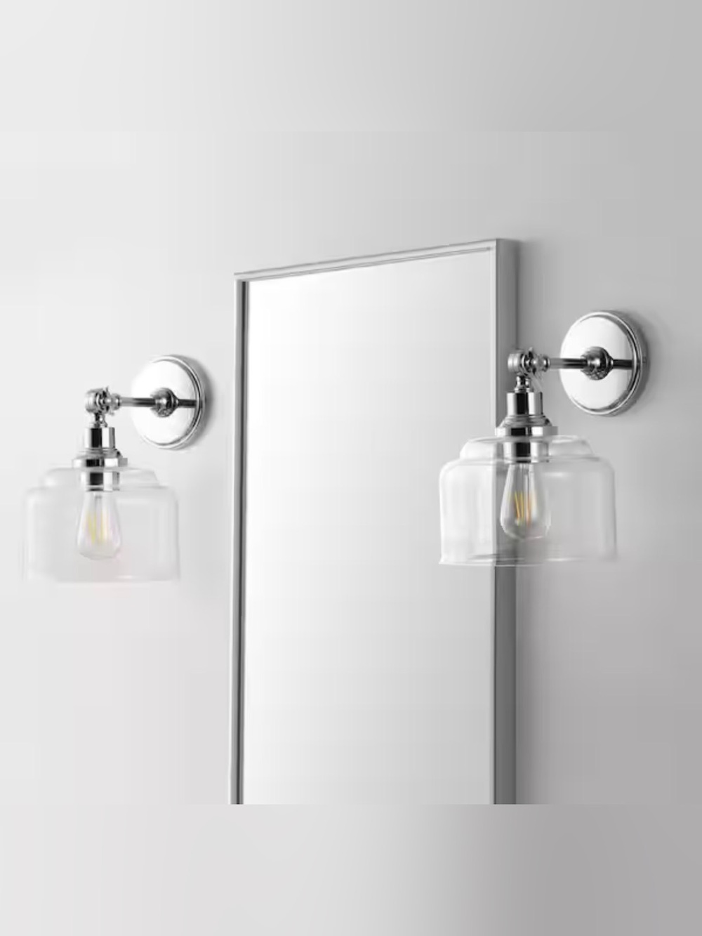 Lansor 9.5 in. 1-Light Chrome/Clear Wall Sconce - Picture 2 of 5